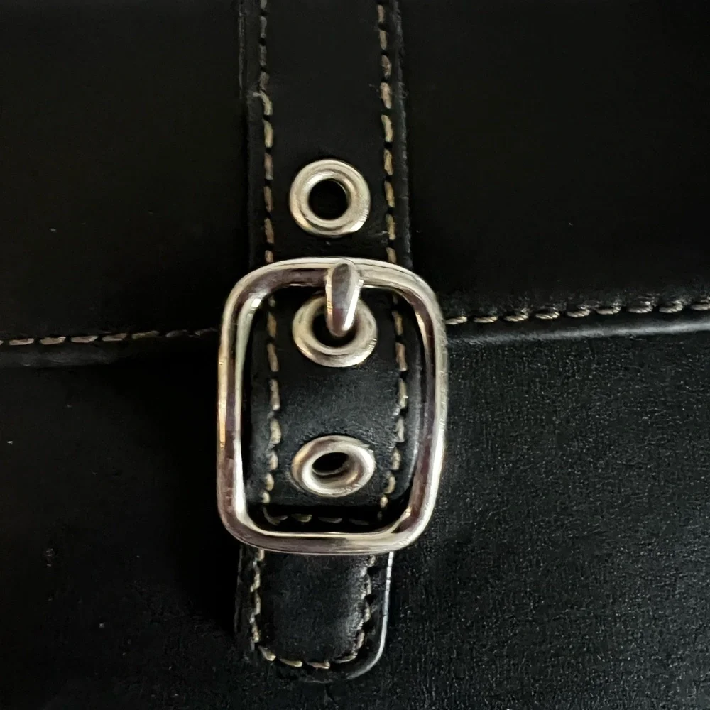 Coach Black Leather Wallet with Silver Buckle